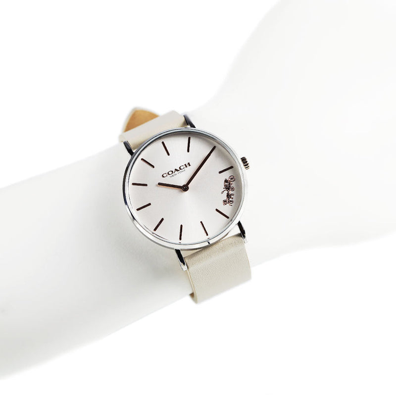 Coach Perry Silver DIal White Leather Strap Watch for Women - 14503116 Buy Now By Coach
