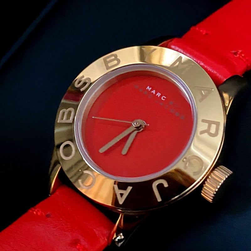 Marc Jacobs Blade Red Dial Red Leather Strap Watch for Women - MBM1210 Buy Now By Marc Jacobs