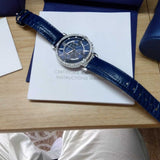 Shop Swarovski Passage Chrono Crystal Blue Dial Blue Leather Strap Watch for Women - 5580342 in USA
