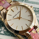 Michael Kors Slim Runway Gold Dial Two Tone Steel Strap Watch for Women - MK4300 Buy Now By Michael Kors