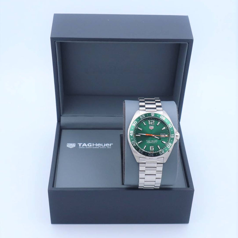 Shop Tag Heuer Formula 1 Limited Edition Green Dial Silver Steel Strap Watch for Men - WAZ1017.BA0842 in USA