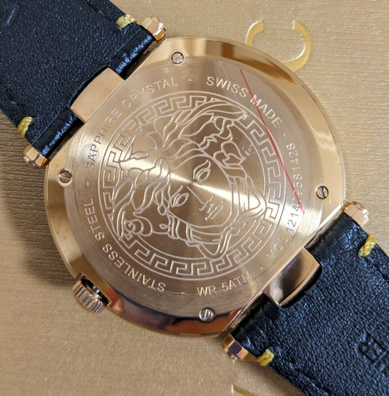 Versace V Metal Icon Black Dial Black Leather Strap Watch For Men - VQL020015 Buy Now By Versace