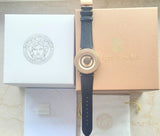 Versace V Metal Icon Black Dial Black Leather Strap Watch For Men - VQL020015 Buy Now By Versace