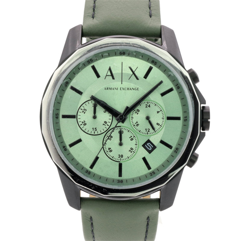 Armani Exchange Banks Chronograph Green Dial Green Leather Strap Watch For Men - AX1725 Buy Now By Armani Exchange
