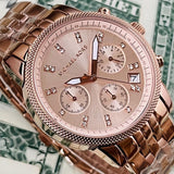 Michael Kors Ritz Chronograph Rose Gold Dial Rose Gold Steel Strap Watch for Women - MK6077 Buy Now By Michael Kors