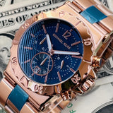Michael Kors Bel Aire Blue Dial Rose Gold Steel Strap Watch for Women - MK5410 Buy Now By Michael Kors