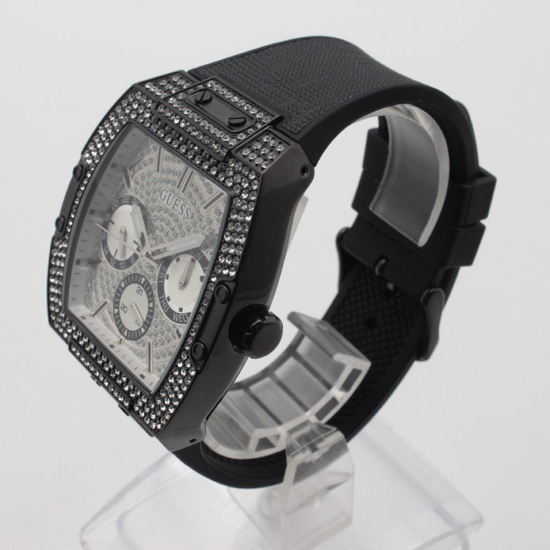 Shop Guess Phoenix Multifunction Crystals Silver Dial Black Steel Strap Watch For Men - GW0094G3 in USA