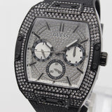 Shop Guess Phoenix Multifunction Crystals Silver Dial Black Steel Strap Watch For Men - GW0094G3 in USA