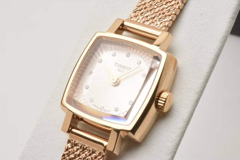 Shop Tissot Lovely Square Lady Quartz Rose Gold Dial Rose Gold Mesh Bracelet Watch For Women - T058.109.33.456.00 in USA