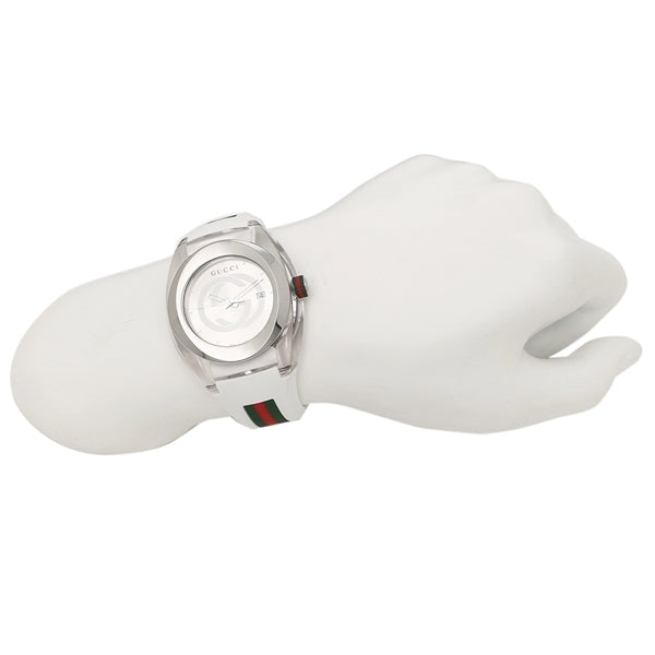 Shop Gucci SYNC XXL White Dial White Rubber Strap Watch For Men - YA137102 in USA