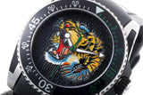 Shop Gucci Dive Tiger Black Dial Black Rubber Strap Watch For Men - YA136318 in USA