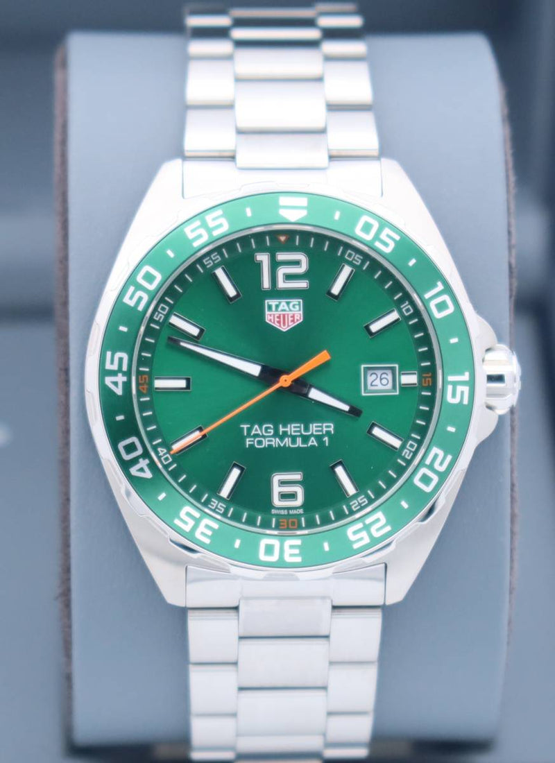 Shop Tag Heuer Formula 1 Limited Edition Green Dial Silver Steel Strap Watch for Men - WAZ1017.BA0842 in USA