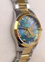 Gucci G Timeless Quartz Mother of Pearl Blue Dial Two Tone Steel Strap Watch For Women - YA1265011 Buy Now By Gucci