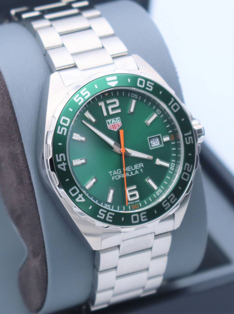 Shop Tag Heuer Formula 1 Limited Edition Green Dial Silver Steel Strap Watch for Men - WAZ1017.BA0842 in USA