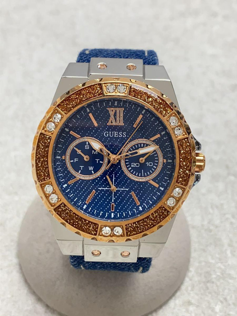Guess Limelight Quartz Analog Blue Dial Blue Denim Strap Watch For Women - W0775l10 Buy Now By Guess