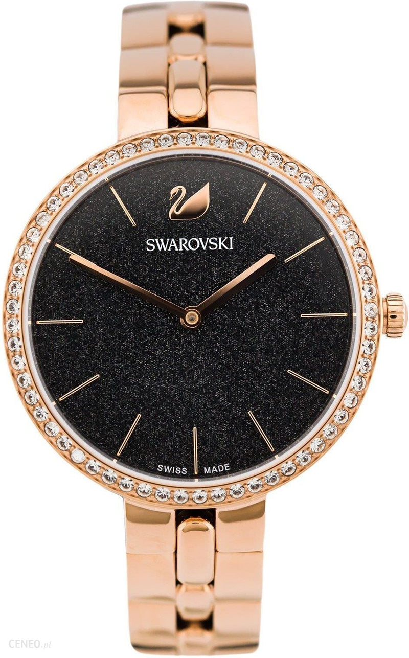 Shop Swarovski Cosmopolitan Black Dial Rose Gold Steel Strap Watch for Women - 5517797 in USA