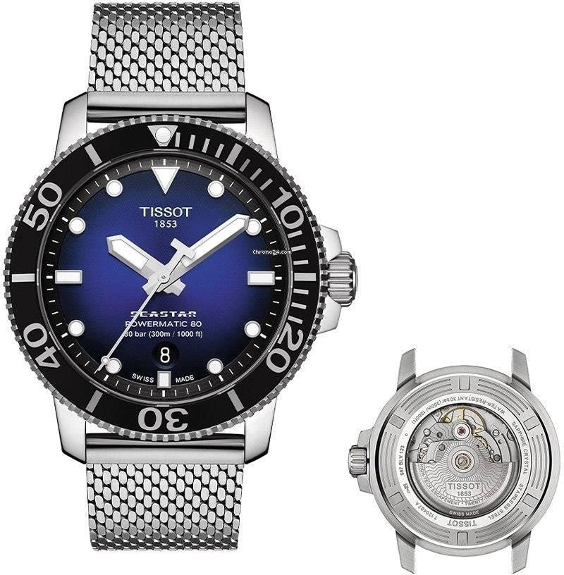 Tissot Seastar 1000 Powermatic 80 Blue Dial SIlver Mesh Bracelet Watch For Men - T120.407.11.041.02 Buy Now By Tissot