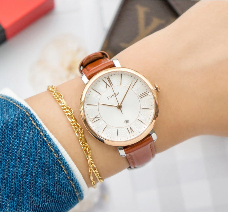 Fossil Jacqueline White Dial Brown Leather Strap Watch for Women - ES3842 Buy Now By Fossil