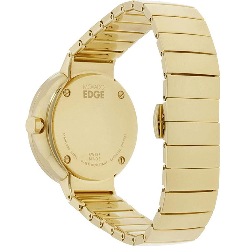 Shop Movado Edge Gold Dial Gold Steel Strap Watch for Women - 3680014 in USA