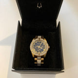 Shop Bulova Crystal Collection Blue Dial Gold Steel Strap Watch for Men - 98C128 in USA