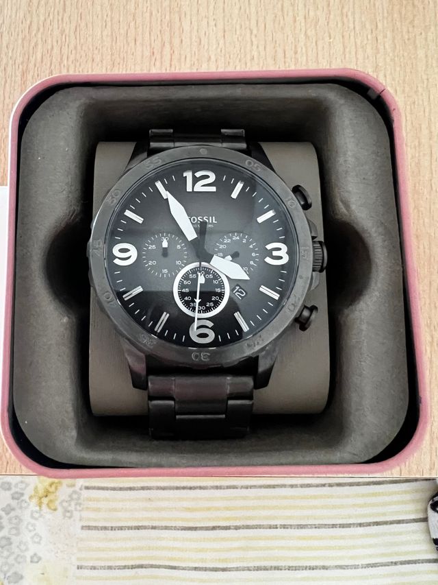 Fossil Nate Chronograph Gunmetal Dial Grey Steel Strap Watch for Men - JR1437 Buy Now By Fossil