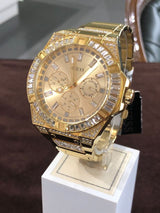 Guess Zeus Diamonds Gold Dial Gold Steel Strap Watch for Men - GW0209G2 Buy Now By Guess