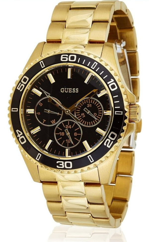 Shop Guess Chaser Chronograph Black Dial Gold Steel Strap Watch for Men - W0170G2 in USA