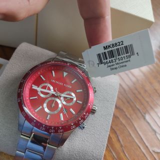 Michael Kors Layton Chronograph Red Dial Silver Steel Strap Watch For Men - MK8822 Buy Now By Michael Kors