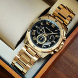 Michael Kors Brecken Chronograph Quartz Black Dial Gold Steel Strap Watch For Men - MK8481 Buy Now By Michael Kors
