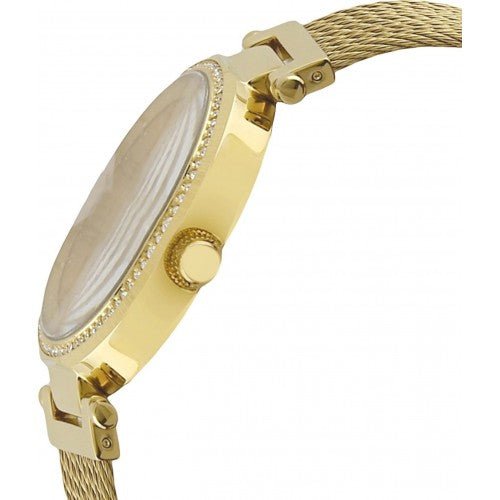 Shop Guess Soho Champagne Dial Stainless Steel Mesh Bracelet Watch For Women - W0638L2 in USA