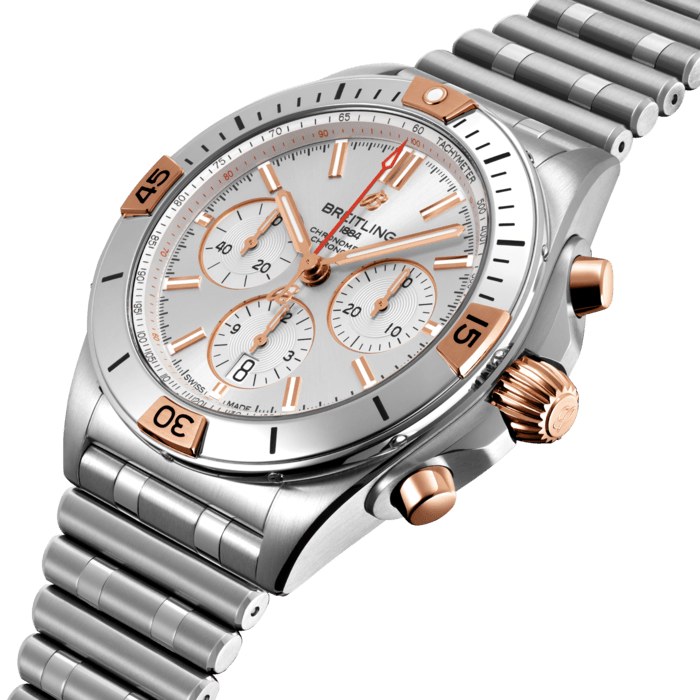 Breitling Chronomat B01 42 White Dial Silver Steel Strap Watch for Men - IB0134101G1A1