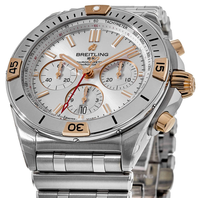 Breitling Chronomat B01 42 White Dial Silver Steel Strap Watch for Men - IB0134101G1A1