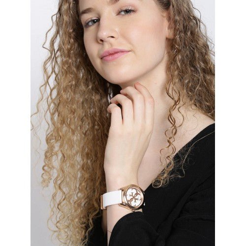 Guess G Twist White & Gold Dial White Silicone Strap Watch For Women - W0911L5 Buy Now By Guess