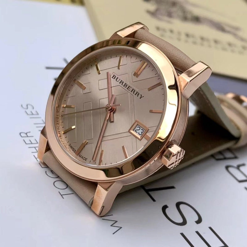 Burberry The City Beige Dial Beige Leather Strap Watch for Women - BU9109 Buy Now By Burberry