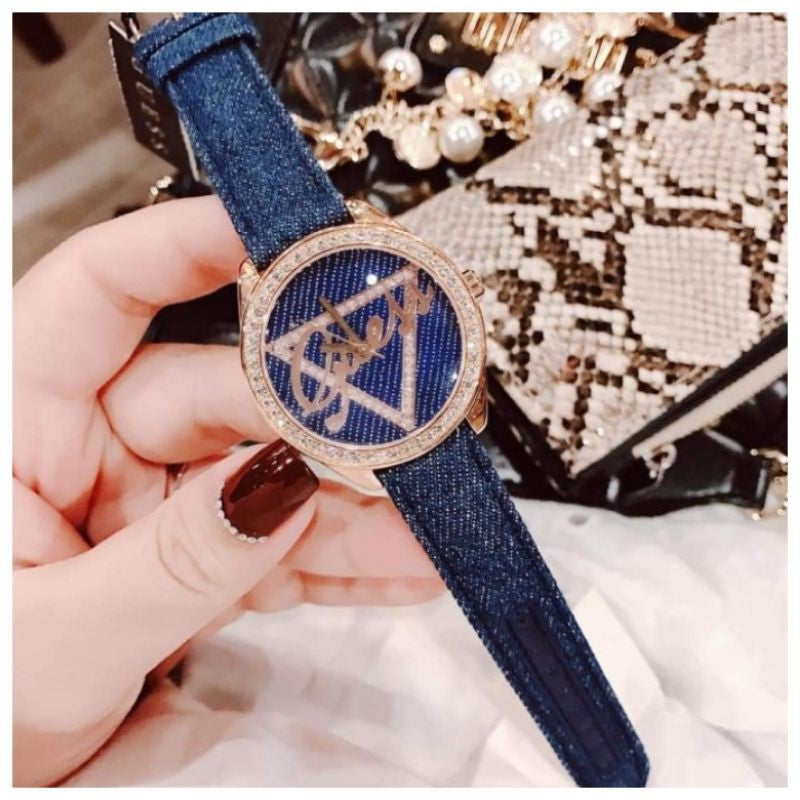 Guess Little Flirt Quartz Blue Dial Blue Leather Strap Watch For Women - W0456L6