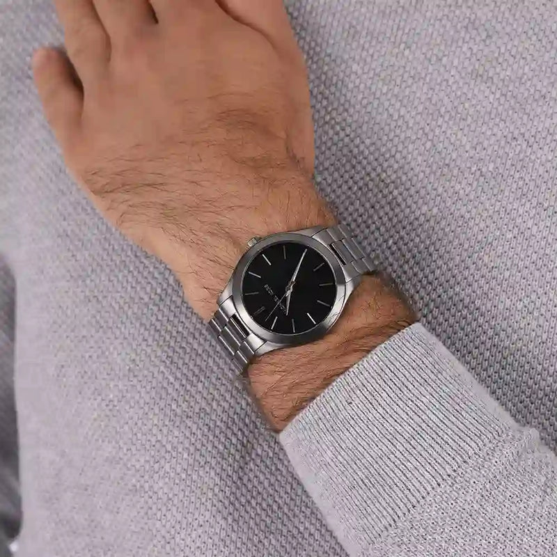Michael Kors Slim Runway Quartz Black Dial Grey Steel Strap Watch For Men - MK1044 Buy Now By Michael Kors