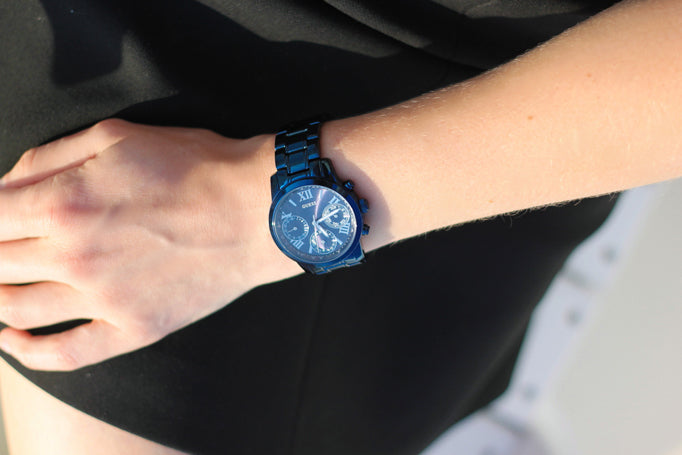 Guess F14 Chronograph Analog Blue Dial Blue Steel Strap Watch For Women - W0448L5 Buy Now By Guess