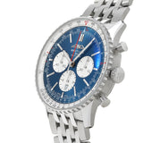 Shop Breitling Navitimer B01 Chronograph 46 Blue Dial Silver Steel Strap Watch for Men - AB0137211C1A1 in USA