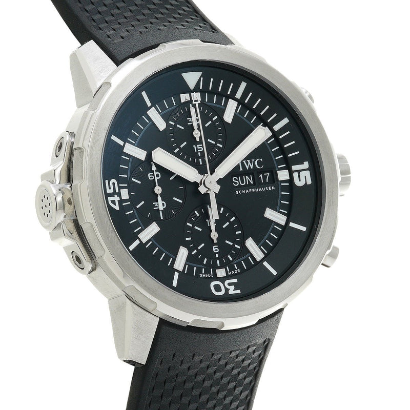 Shop IWC Aquatimer Chronograph Black Dial Black Leather Strap Watch for Men - IW376803 in USA