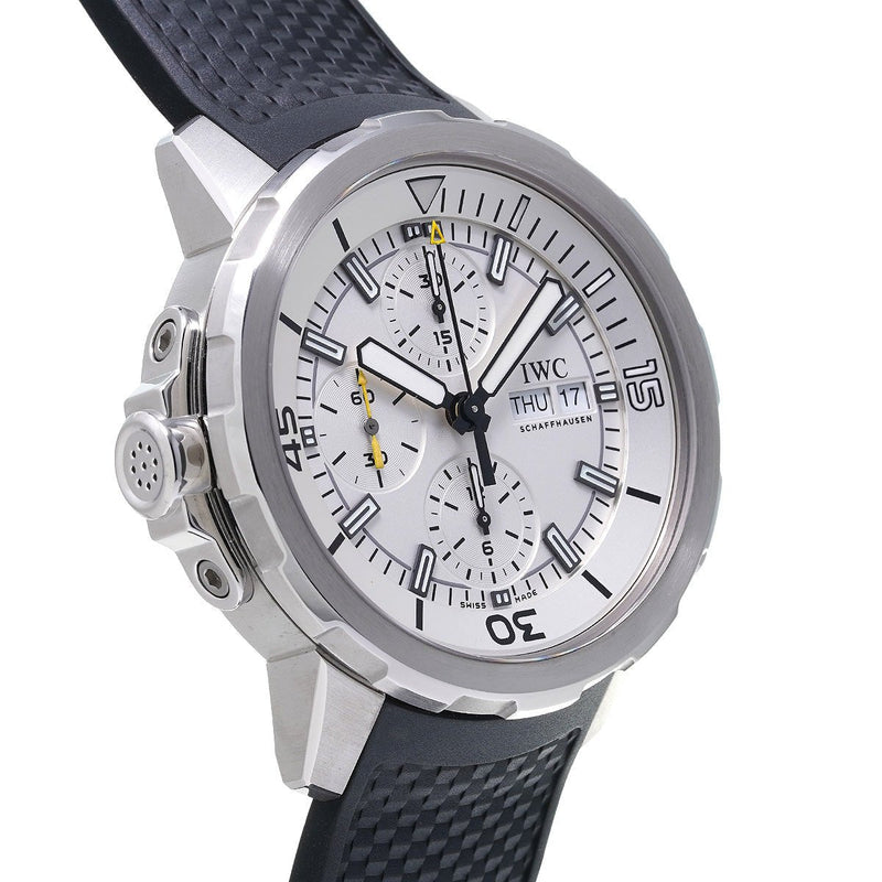 Shop IWC Aquatimer Chronograph White Dial Black Rubber Strap Watch for Men - IW376801 in USA