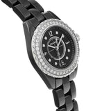 Chanel J12 Diamonds Ceramic Black Dial Black Steel Strap Watch for Women - J12 H2571