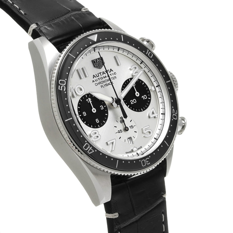 Tag Heuer Autavia Chronometer Flyback Chronograph Silver Dial Black Leather Strap Watch for Men - CBE511B.FC8279 Buy Now By Tag Heuer
