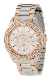 Bulova Crystal Collection Silver Dial Two Tone Steel Strap Watch for Women - 98N100 Buy Now By Bulova