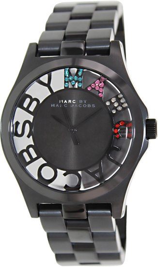 Marc Jacobs Henry Skeleton Black Dial Black Steel Strap Watch for Women - MBM3265 Buy Now By Marc Jacobs