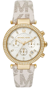 Michael Kors Parker Chronograph White Dial White Leather Strap Watch For Women - MK6916 Buy Now By Michael Kors