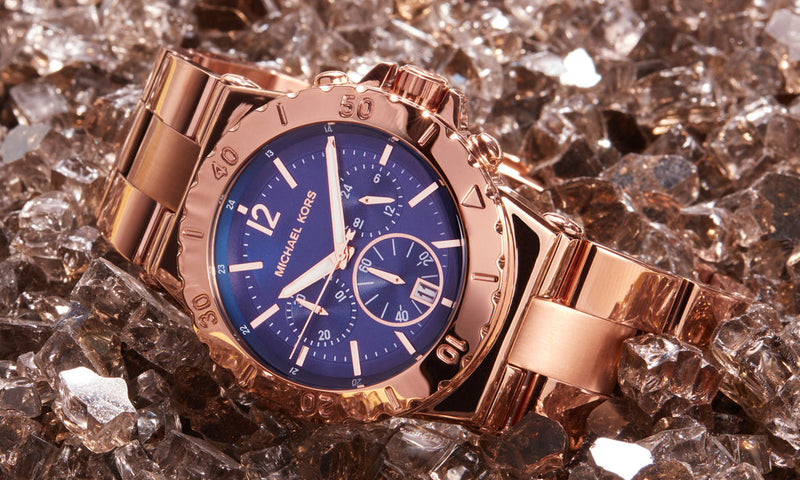 Michael Kors Bel Aire Blue Dial Rose Gold Steel Strap Watch for Women - MK5410 Buy Now By Michael Kors