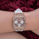 Guess Raven Diamonds Rose Gold Dial White Silicone Strap Watch for Women - GW0105L3 Buy Now By Guess