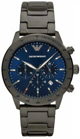 Emporio Armani Mario Chronograph Blue Dial Grey Steel Strap Watch For Men - AR80045 Buy Now By Emporio Armani