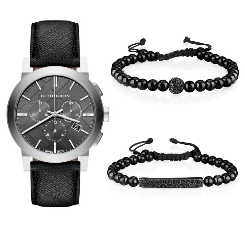 Burberry The City Grey Dial Black Leather Strap Watch for Men - BU9359 Buy Now By Burberry