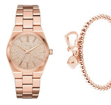Michael Kors Channing Quartz Rose Gold Dial Rose Gold Steel Strap Watch For Women - MK6624